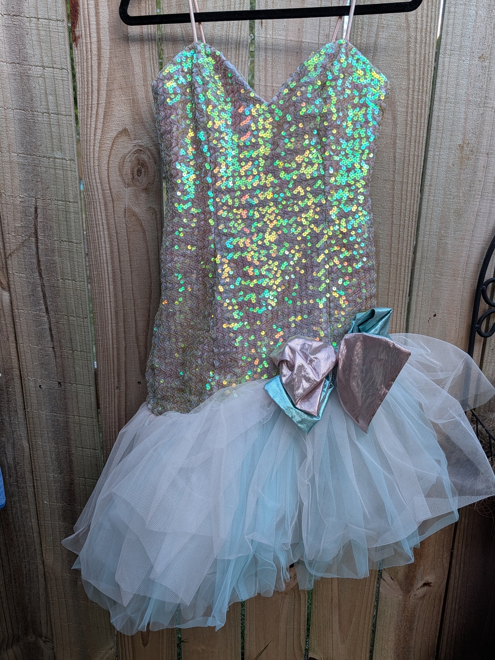 Jordache Iridescent Sequin Dress with Light Blue Tulle
